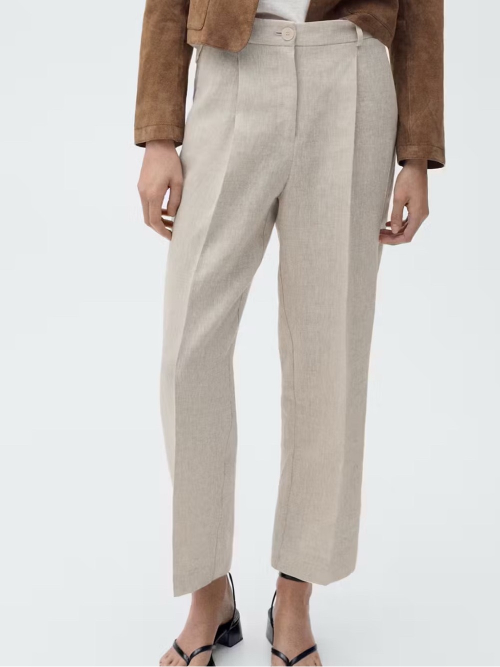 Mango Beige Straight-Leg Tailored Pants NWT